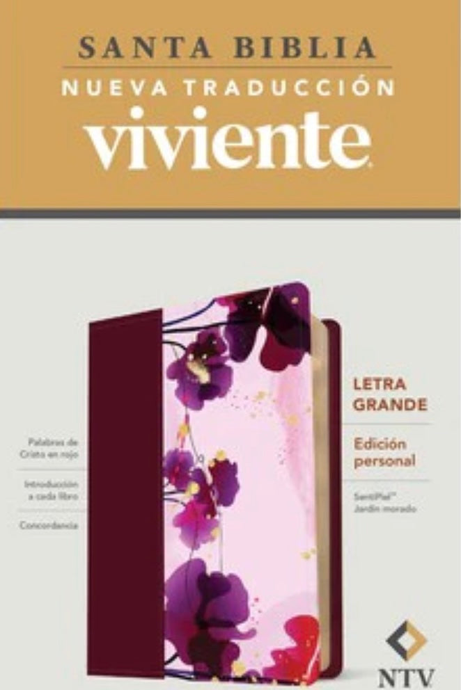 Biblia NTV Letra Grande Tamaño
Personal Jardín Morado Símil Piel